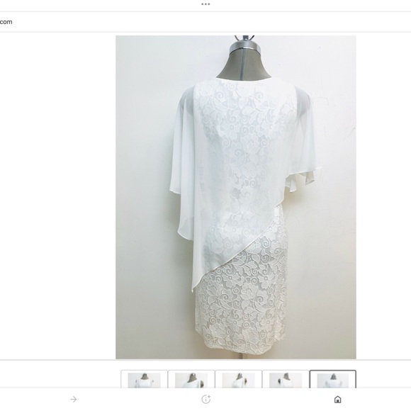 Scarlett white lace sleeveless dress w/attached sheer white chiffon cape.  NWOT. - Picture 9 of 12